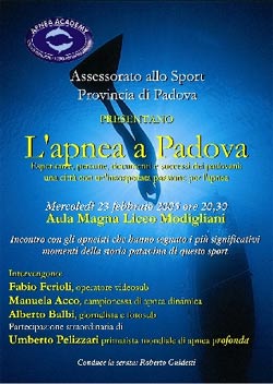 Mercoledi’ 23 febbraio appuntamento con l’apnea a Padova